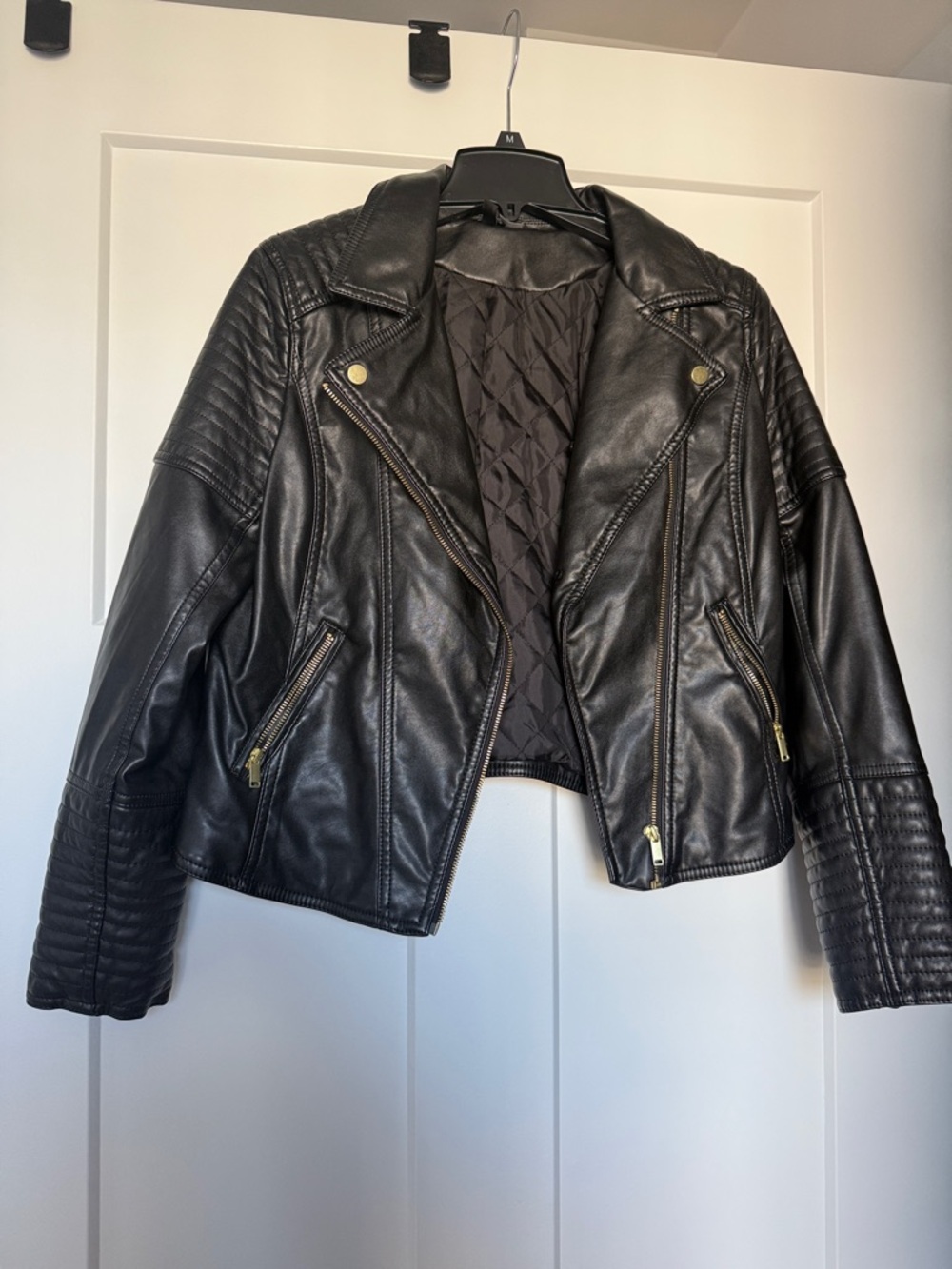 Divided Black Quilted Faux Leather Moto Jacket